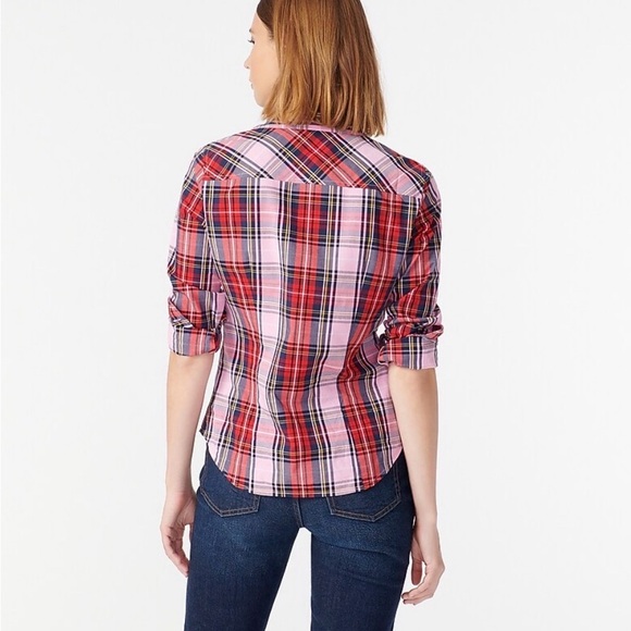 J.Crew Rare Pink Tartan Plaid Classic Button Down, Size 6 Slim Fit Collegiate - Picture 3 of 12